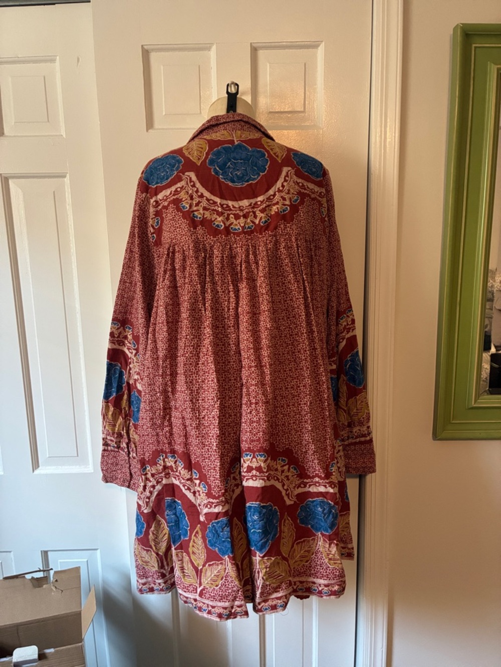 Free People Red Floral Border Print Dress with Blue Accents - Picture 7 of 7
